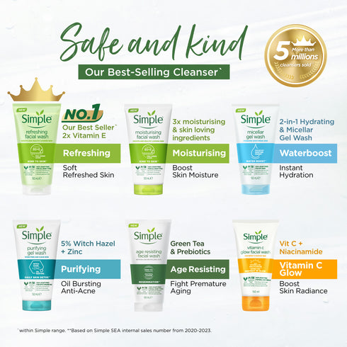 Simple Kind To Skin Refreshing Facial Wash 150ml